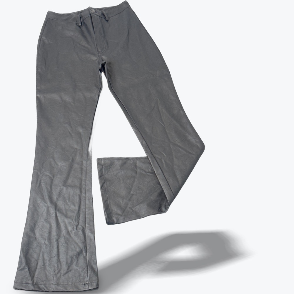 Faux Leather Flare Pants‎ Women Small BLK High Waisted Y2K Indie Sleaze Festival